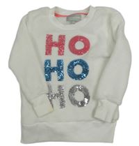 Biela chlpatá mikina s nápisem z flitrů