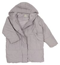 Lila šusťákový zimní kabát s kapucí River Island