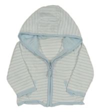 Bielo-svetlomodrý pruhovaný prepínaci sveter s kapucňou Mothercare