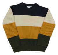 Tmavomodro-béžovo-okrový sveter M&Co.