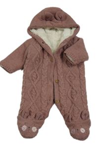 Staroružová pletená zateplená kombinéza s kapucňou zn. george