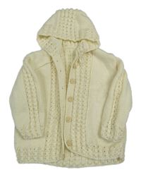 Krémový prepínaci sveter s kapucňou