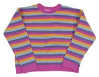 Fuchsiovo-farebný pruhovaný sveter Shein