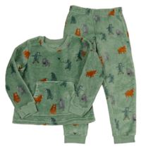 Zelené chlpaté pyžama s medveďmi Nutmeg