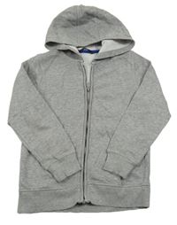 Šedá melírovaná propínací mikina s kapucí George