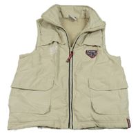 Béžová šusťáková zateplená vesta s nášivkou