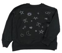 Černá mikina s obrázky z kamínků Primark