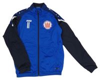 Safírovo-tmavomodrá sportovní propínací mikina s potiskem Jako