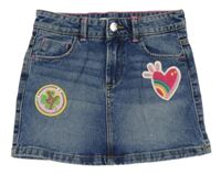 Modrá riflová sukně se srdcem a čtyřlístkem