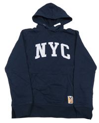 Tmavomodrá mikina s písmeny a kapucí H&M