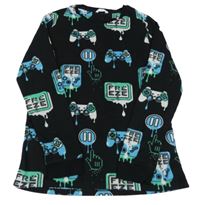 Černá fleecová pyžamová mikina s ovladači M&S