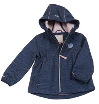 Tmavomodrá melírovaná softshellová bunda se srdíčky a kapucí C&A