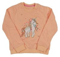 Korálová mikina s jednorožcom s flitrami