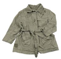 Khaki plátenná jarná parka s výšivkami květin S. Oliver