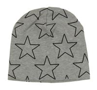 Sivá melírovaná bavlnená čapica s hviezdami H&M