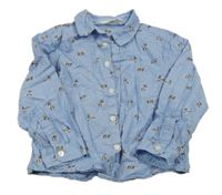 Modrá melírovaná košile se soby H&M