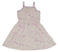 Biele bavlnené šaty s palmami a ovociem M&S