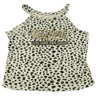 Béžový vzorovaný crop top s nápisom Page One Young