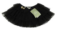 Nové - Čierna trblietavá tylová vrstvená sukňa s hviezdami H&M