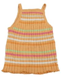 Oranžovo-farebný pruhovaný rebrovaný pletený top H&M