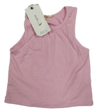 Nové - Ružový rebrovaný crop top