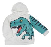 Bielo-zelená mikina s dinosaurom a kapucňou Shein