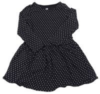 Tmavomodré vzorované bavlnené šaty H&M