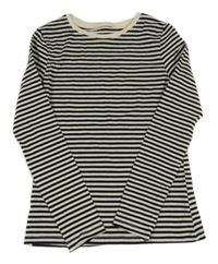 Béžovo-čierne pruhované tričko H&M