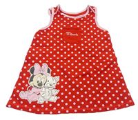 Červené bodkovaná é bavlnené šaty s Minnie George