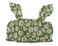 Zeleno-biely kvetovaný crop top shein