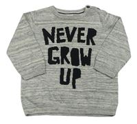Sivý melírovaný ľahký sveter s čierným nápisom H&M