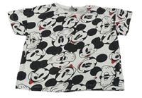Bielo-čierne crop tričko s Mickeym