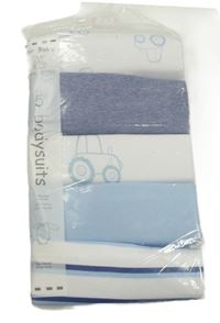 5x bielo-modré body s traktormi Dunnes Stores