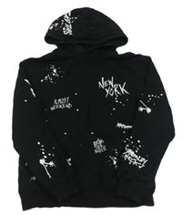 Čierna mikina s nápismi a kapucňou H&M