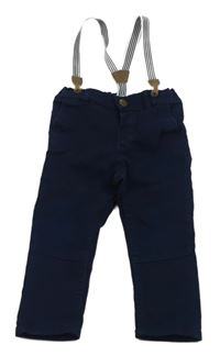 Tmavomodré skinny rifle s kšandami H&M