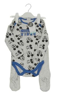 Nové - 2 set - sivé body s Mickeym + šedé polodupky s Mickeym Disney