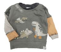 Sivá mikina s dinosaurami Next