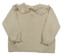 Smotanové pletené tričko s volánikom