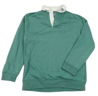 Zelená mikina s bílým límečkem M&S