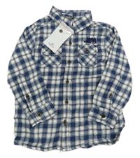 Nové - Tmavomodro-biela kockovaná košeľa Topolino