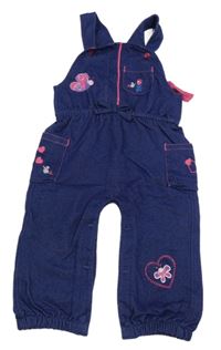 Tmavomodré podšité laclové tepláky s obrázky 