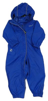 Modrá šusťáková funkční kombinéza s logem a kapucí Gelert