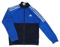 Modro-tmavomodrá sportovní funkční propínací mikina s logem Adidas