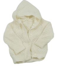 Smotanový vzorovaný prepínaci sveter s kapucňou