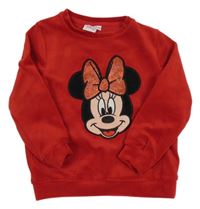 Červená zamatová mikina s Minnie Disney