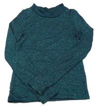 Tmavozelené třpyitvé pletené tričko hema