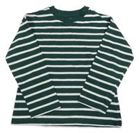 Tmavozeleno-biele pruhované tričko H&M