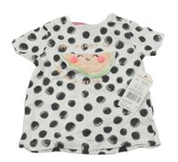 Nové - bielo-sivé bodkovaná é tričko s melónom F&F