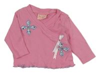 Růžové triko s výšivkou 