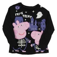 Černé pyžamové triko s Peppou a Tomíkem Tu